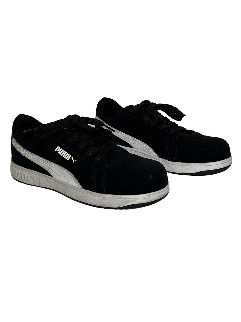Puma Iconic Comp Safety Toe Work Sneakers Shoe Size 7.5 Black Suede Slip Resist